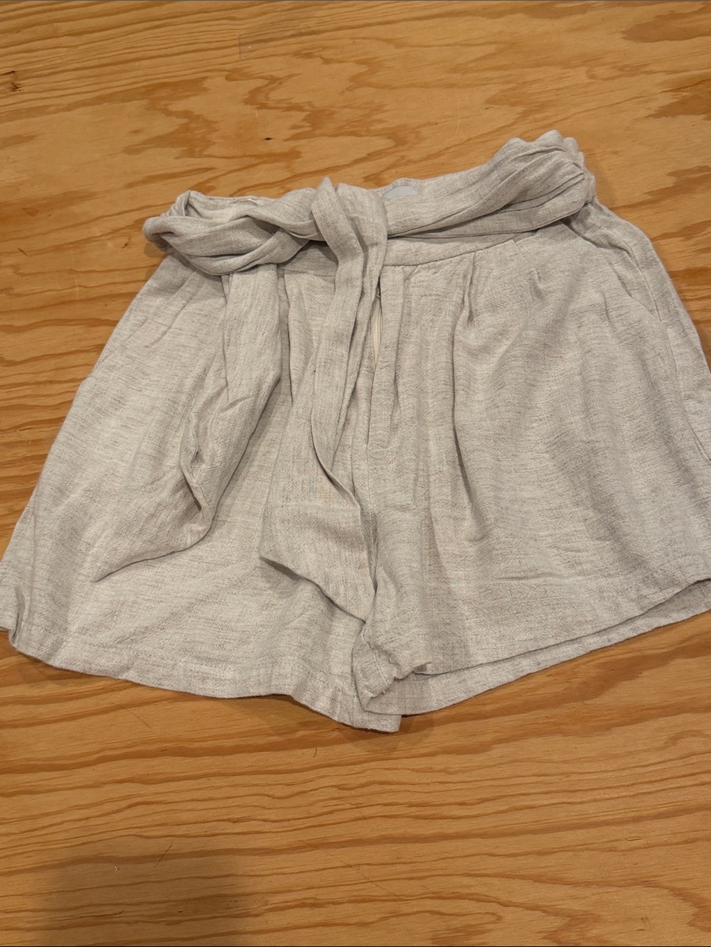 Princess Polly Beige Linen-Blend Tie Shorts